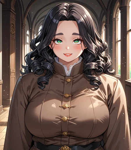 PonyScores7, source_anime, ah1, BREAK 1girl, (curly hair), long hair, (black hair:1.3), mature female, (parted hair:1.7), (round face:1.2), (thick eyebrows), (curvy), round-chin, (greenish hazel eyes), caucasian, (downturned eyes:1.2), (plump face), <lora:ETO_OCPonyXL:0.5> eto_oc, skindentation, (plump), thick thighs, wide hips, busty, voluptuous, kinky curls, lips, <lora:venus body PonyXL:0.4>, (shy, blush, smile, friendly), (Stealthy Roll, Dive to the ground and roll as if evading danger or performing a cunning maneuver showcasing agility and stealth,), (Hunyadi yellow shearling coat), BREAK <lora:xl_more_art-full_v1:0.2>, <lora:shinyskin2:0.2> glistening skin, <lora:aesthetic_anime_v1s:0.2>, <lora:Expressive_H:0.2> Expressiveh, <lora:hairdetailpxl:0.2> hairdetailpxl, <lora:EpicF4nta5yXL:0.2>, <lora:detailxl:0.2> detailxl, <lora:Fant5yP0ny:0.2>, best quality, amazing quality, best aesthetic, absurdres, <lora:expressive eyes:0.2> expressive eyes, <lora:eyedetailpxl:0.2> eyedetailpxl, illustration, Volumetric_Lighting, ultra-detailed, very aesthetic, intricate details, 8k, masterpiece, best_quality, BREAK (Reverse Shot), BREAK <lora:Eyes_High_Definition:0.3> EyesHD, Stable_Yogis_PDXL_Positives, AS-Adult, <lora:Complicated fantasy portrait - XL Pony V2.0:0.4>, bad-hands-5, <lora:Akina_Bbw_Style_-_PonyXL:0.5> AkinBw