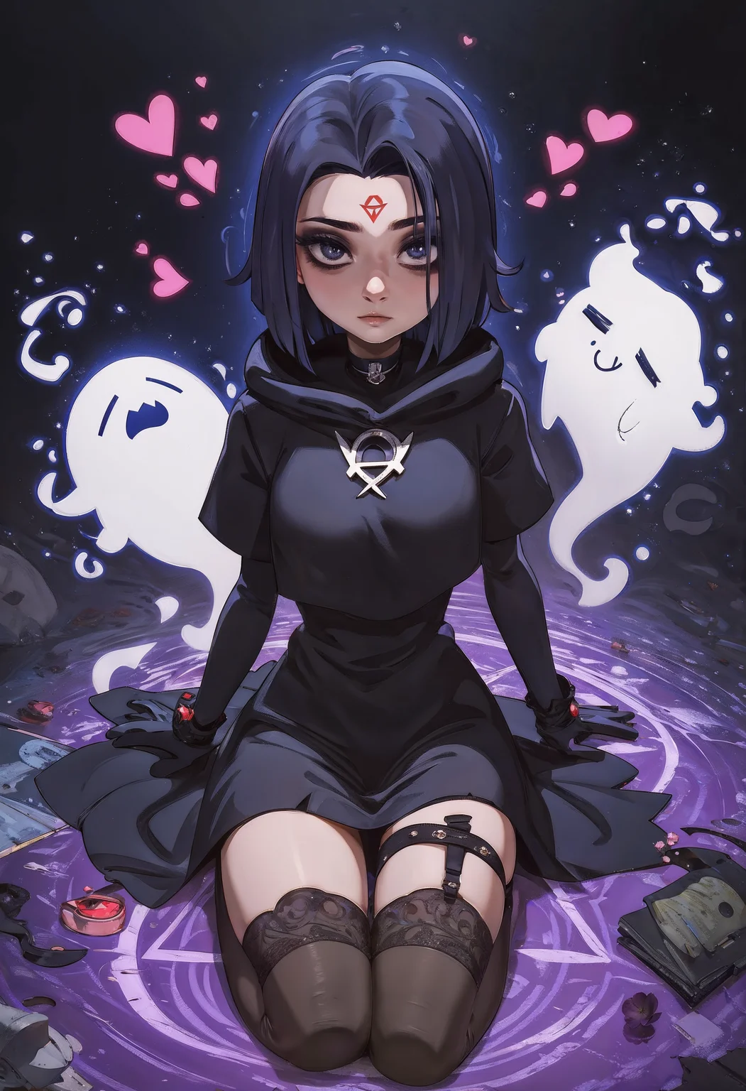 score_9, score_8_up, score_7_up, hex magic, gothic outfit, black dress, raven (DC), shadow magic, summoning magic, cute ghosts, innuendo, d4lm4u, thighhighs, black hearts, gloves, <lora:Expressive_H-000001:0.8>, expressiveH <lora:Pony_DetailV1.0:0.9> <lora:D4lm4uXLP:0.9>