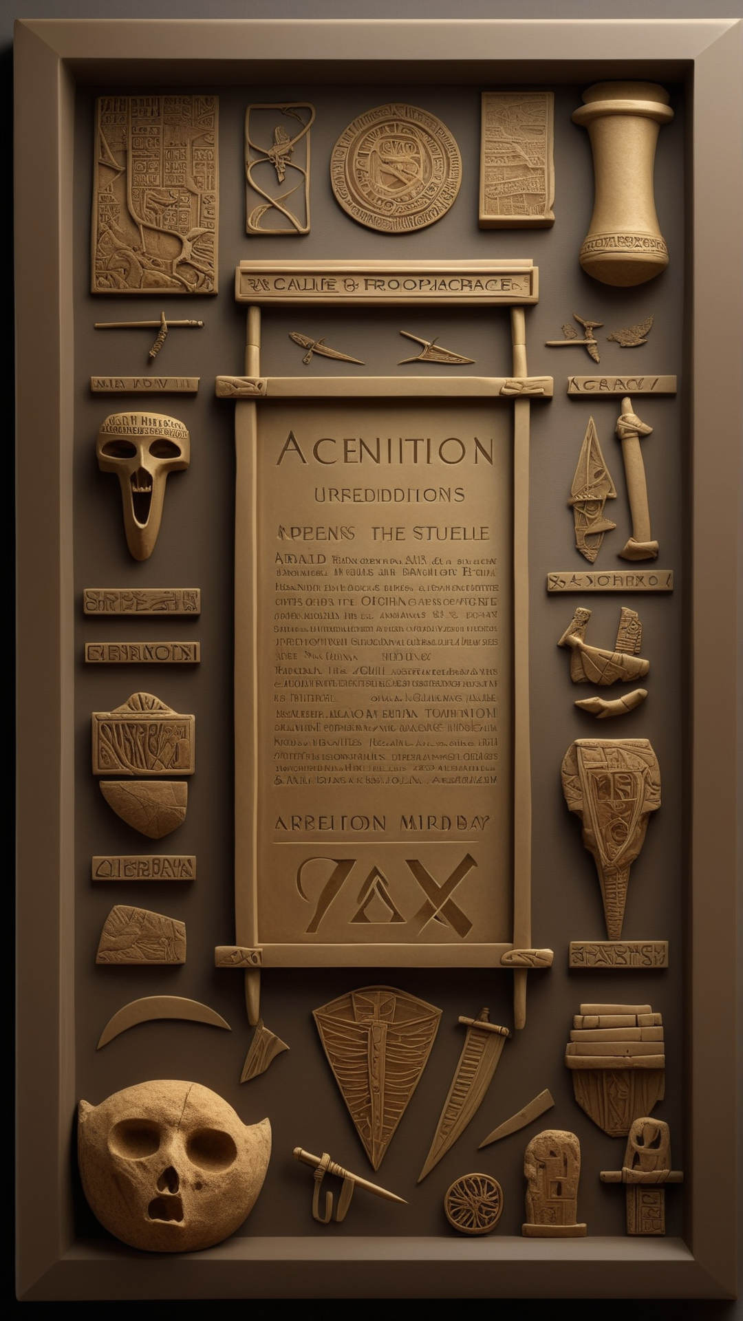 fantasy, archaeology  theme, <lora:ExpeditionStyleXL:1> ExpeditionStyle Plaque