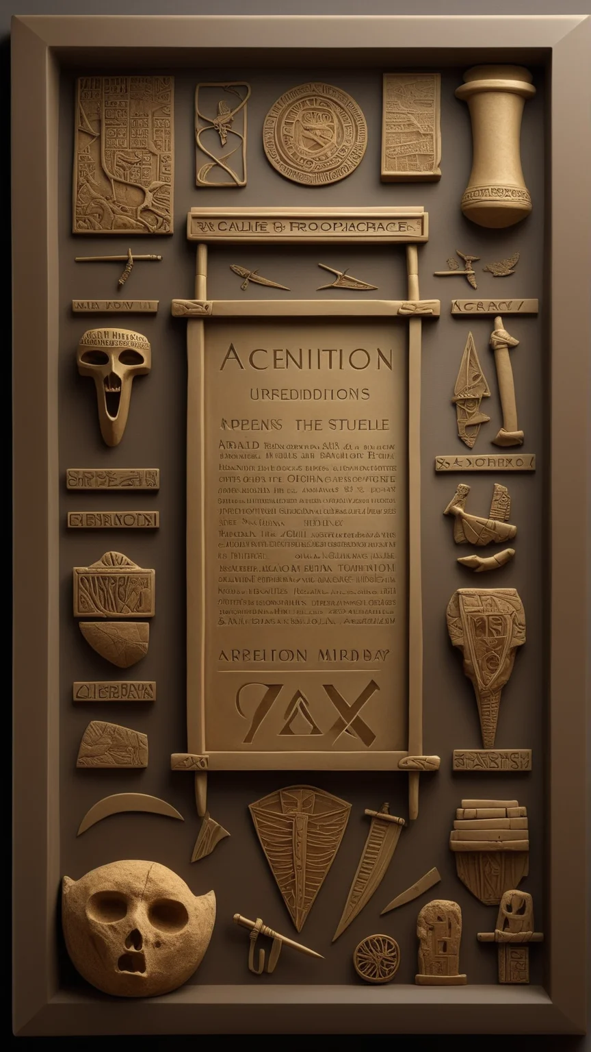 fantasy, archaeology  theme, <lora:ExpeditionStyleXL:1> ExpeditionStyle Plaque