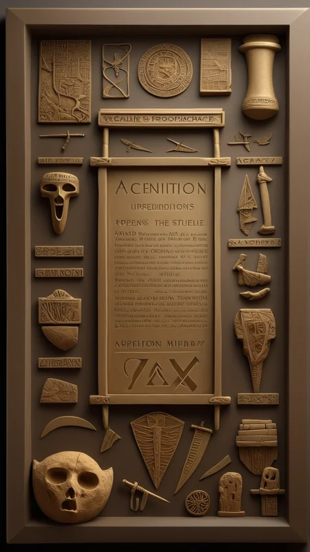 fantasy, archaeology theme, <lora:ExpeditionStyleXL:1> ExpeditionStyle Plaque
