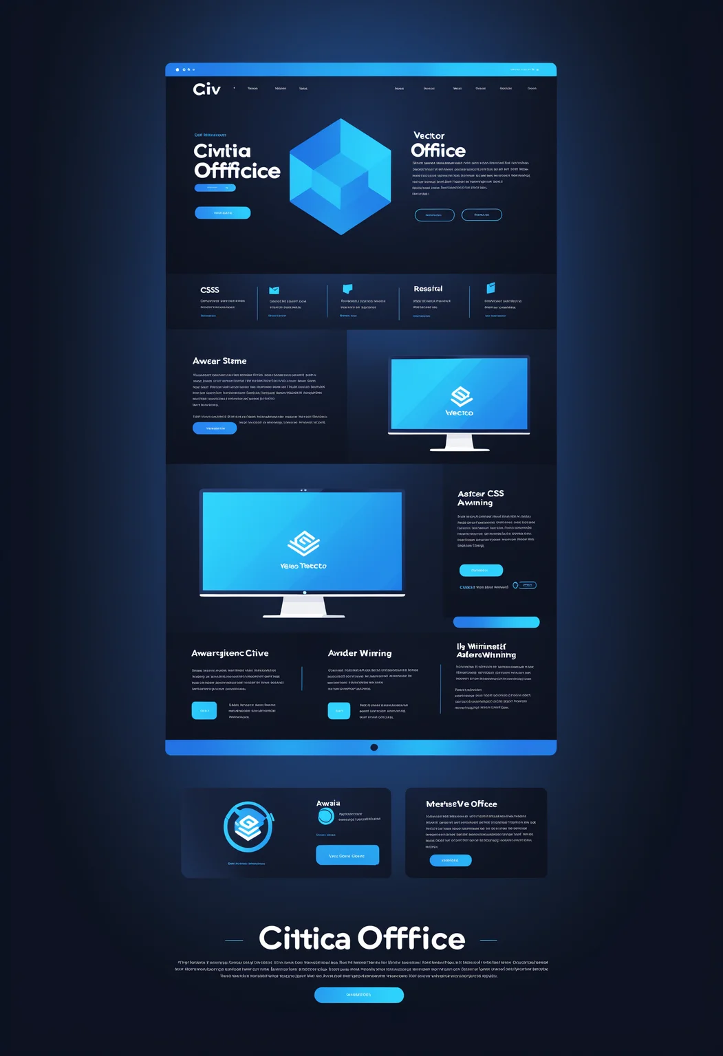 UI-UX Style, Civitai, vector art of a modern office with minimalist vibes, black gradient theme, blue elements, responsive, bootstrap and CSS compatible, extremely well designed, award winning, cinematic advertising, masterpiece, best quality, <lora:UiUX-SDXL:0.5>