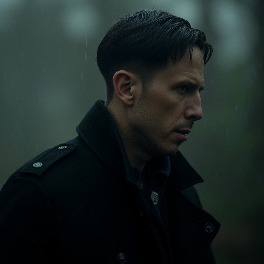 cinematic film still of  <lora:perfection style v2d:1>
A perfect photo of a man in a black coat standing in the rain,solo,black hair,1boy,male focus,coat,wet,rain,black coat,realistic,trench coat , detailed face, detailed body, detailed hands, detailed eyes, detailed nose, detailed ears, detailed hair, detailed, perfection, detailed teeth, detailed skin texture, wrinkly, detailed fingers, detailed mouth, beauty, realism, real, detailed hair, detailed pores, detailed background, sharp image, detailed lips, different race, different color, different haircut, different skin tone, different, different people, different pose, perfection style, shallow depth of field, vignette, highly detailed, high budget, bokeh, cinemascope, moody, epic, gorgeous, film grain, grainy