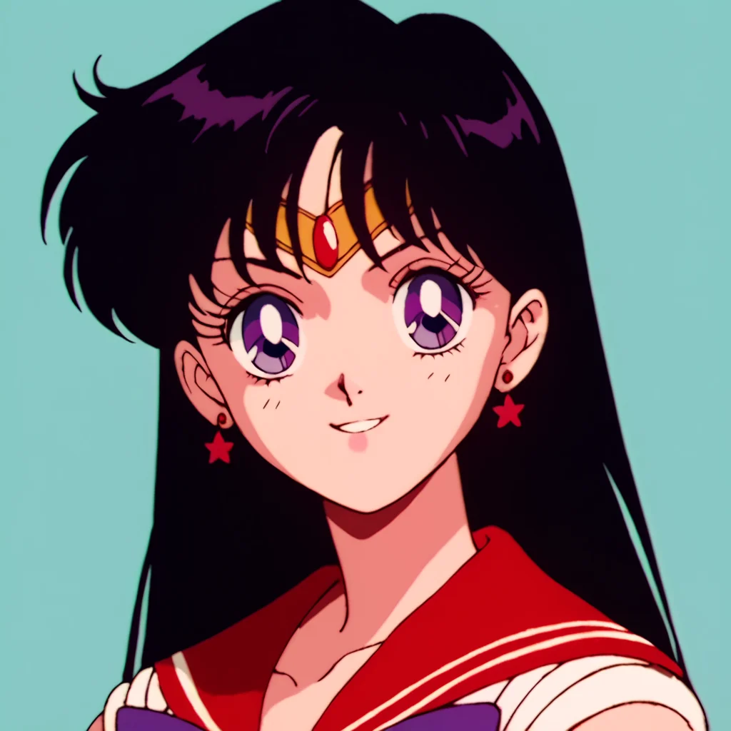 score_9, score_8_up, score_7_up, score_6_up, score_5_up, score_4_up, source_anime, , Sailor_Mars, black hair, purple eyes, sailor senshi uniform, red sailor collar, , soft smile, portrait