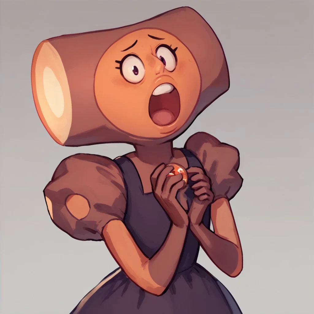 1girl, solo, solo female, score_6, score_6_up, score_7, score_7_up, score_8, score_8_up, 
cog jade, plump lips, cylinder headwear, cog dress, long dress, orange cog jade, open mouth, 
half body, pin-up