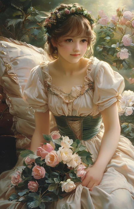 masterpiece,best quality,<lora:tbh240-sdxl:0.9>,illustration,style of Fritz Zuber-Buhler, portrait of idolmaster cinderella girls,