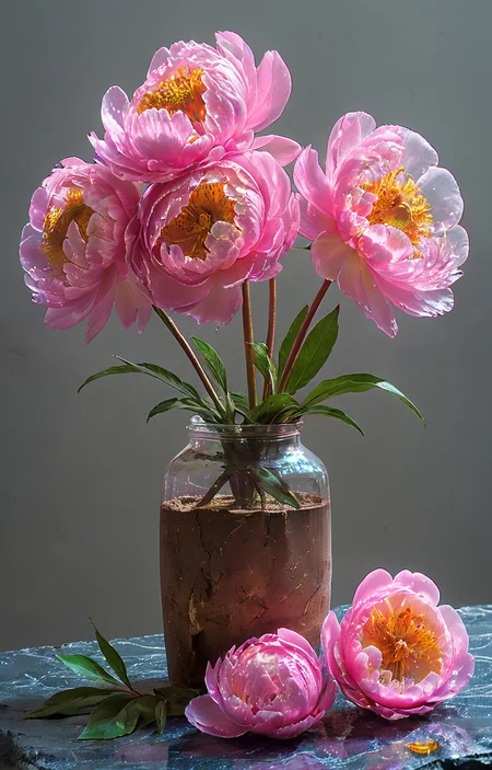masterpiece,best quality,<lora:tbh34-sdxl:0.9>,illustration, decaying peonies