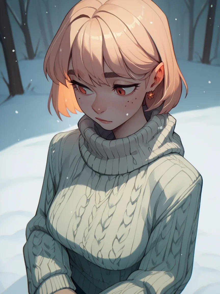 score_9, score_8_up, score_7_up, score_6_up, score_5_up, <lora:lhata4564XLP:1> lhata4564, 1girl, sweater, snow,