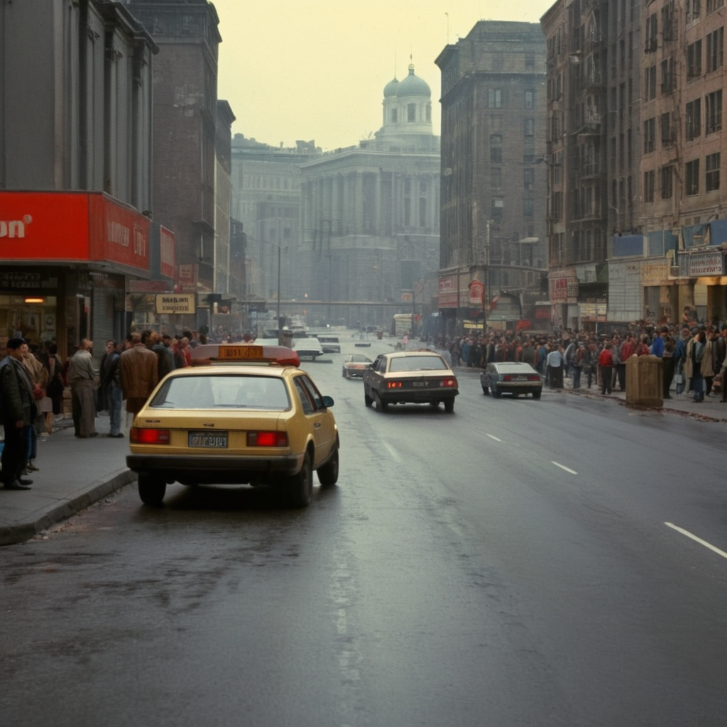 UHD, 4k, ultra detailed, cinematic, a photograph of  <lora:1990's style:1.2>
In the 1990's a busy city street with a lot of traffic,outdoors,multiple boys,bottle,ground vehicle,building,motor vehicle,6+boys,city,sign,car,road,street,photo background,real world location , realistic,realism, detailed, perfection,perfect,filmic,retro,vintage,classic,different haircut,different look,different style,different people, 1990's style , 1990 style, epic, beautiful lighting, inpsiring