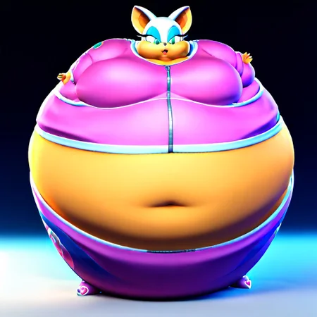 score_9, score_8_up, score_7_up, BREAK, smashbrosbrawl, 3d, polygonal, full body, Large Rouge, Sweatsuit, midriff, ((obese))