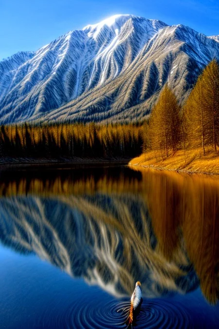 masterpiece, best quality, ultra-detailed, realistic, 8k, RAW photo, distant-view, (fisherman fishing troubles on small boat on lake, small fish were flying on the water around the fisherman:1.37), (lotus flower on the surface of the lake, all aquatic plants, some swans are swimming in the lake:1.37), pine trees, big fruits trees, (eagle on distant trying to catch the fish:1.37), emphasize some little birds flying around, award winning realistic photography, early morning, beautiful clouds, dappled sunlight, scenery photography, perfect shadow, perfect natural lighting, rich colors, perfect composition, intricate details, absurdres, perfect colors, flawless complexion photo, perfect intricate detailed, very aesthetic, surreal, lifelike, real life scenery photo, top quality, trending on artstation, meadows, glitter, prettiest landscape, all kinds of flowers, small flowers field, pine tree, fantastic, beautiful cloud, stunning, outstanding, breathtaking beautiful nature photo, out-of-this-world scenery, ancient castle fort, just a few of made sense of reflection on water, depth of field, fisherman best day, some lotus plants, some lotus flowers, detailerlora,