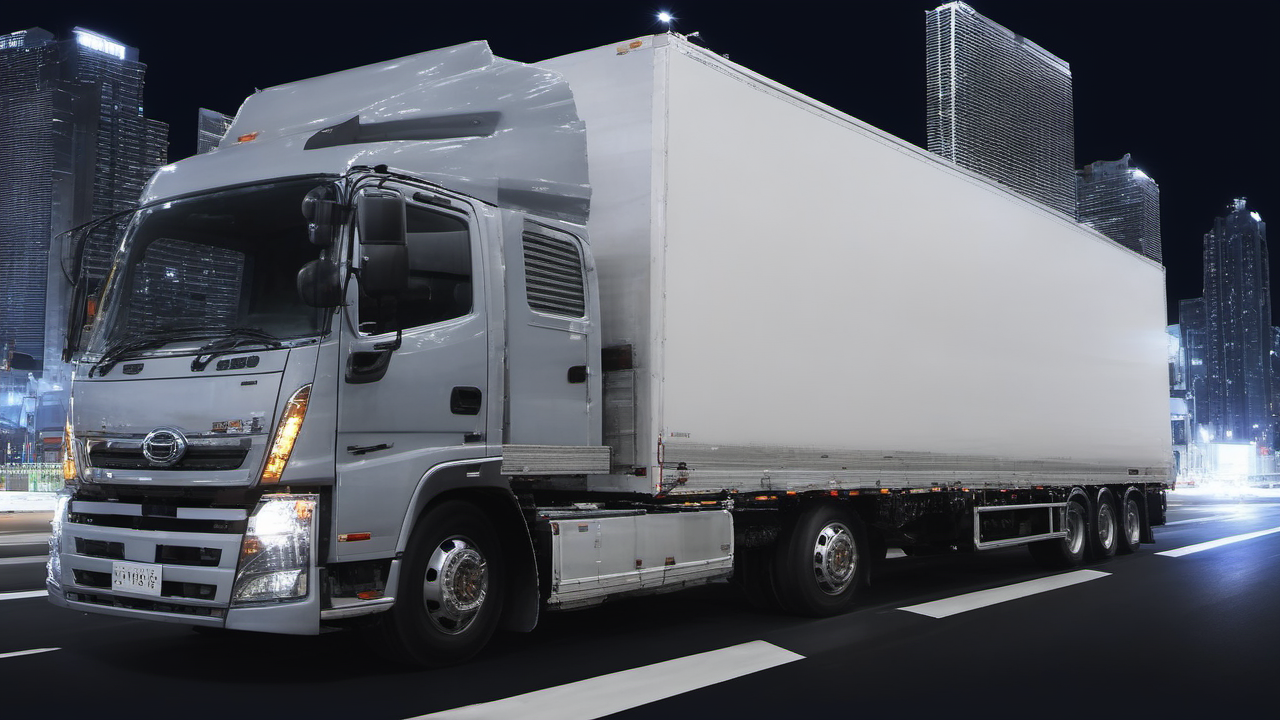 masterpiece,(bestquality),highlydetailed,ultra-detailed,illustration,(driving:1.5),Japanese truck,(nightime),cityscape,Expressway,vehicle_focus,<lora:add-detail-xl:1>,<lora:Japanese_truck_2025.1.1:1>,