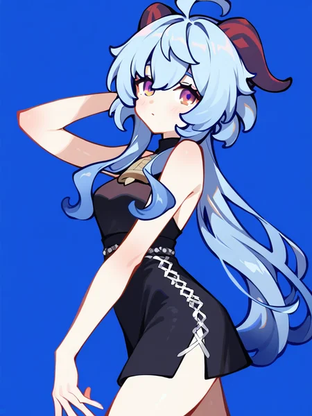 1girl,solo,simple background,fashion,stylish_pose,ganyu \(genshin impact\),,,<lora:HCQ@S-000020:1>, masterpiece, best quality, very aesthetic, absurdres