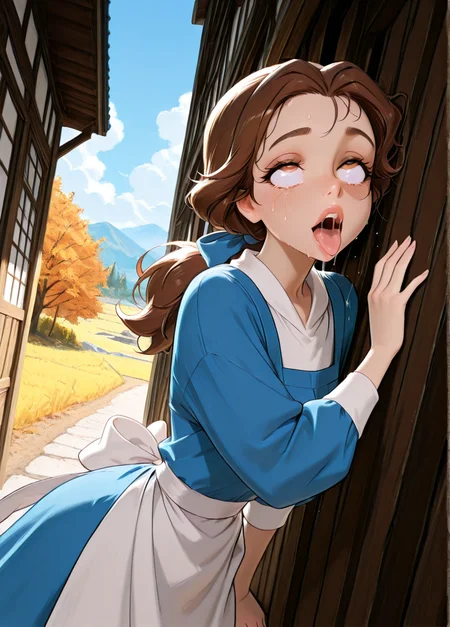 masterpiece, best quality, amazing quality, very aesthetic, absurdres, newest, 4k, 8k, dynamic angle, official style, sugimorixd, outdoors,
1girl, solo, blue dress, looking at viewer, long hair, brown hair, brown eyes, bellexd, low ponytail, white apron, long sleeves, blue hairbow,
fucked silly,
<lora:Expression_Detailer_Illustrious_Lora:1>, ,<lora:sugimoi:1> <lora:Bella:1>