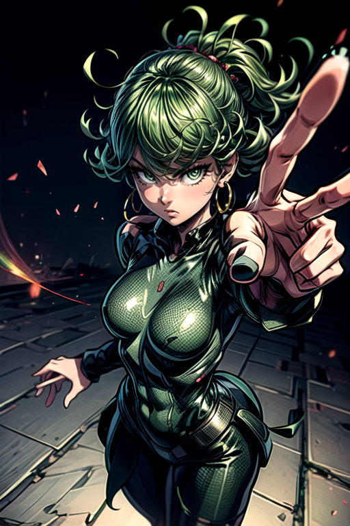 <lora:Tornado:0.8> tornado2, 1girl, solo, green hair, green eyes, standing pose, telekinesis, aura, earrings <lora:more_details:1>