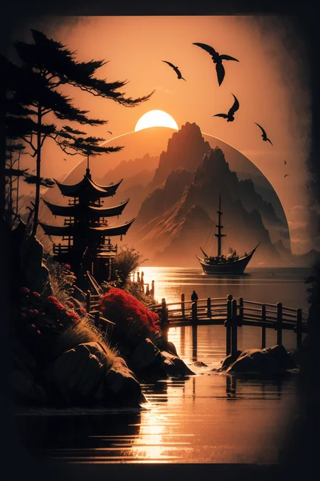<lora:Calligraphy-ink-style-darquelilly-v1:1> calligraphyinkstyle,love, roses, volumetric lighting, night time, sunrise, black background