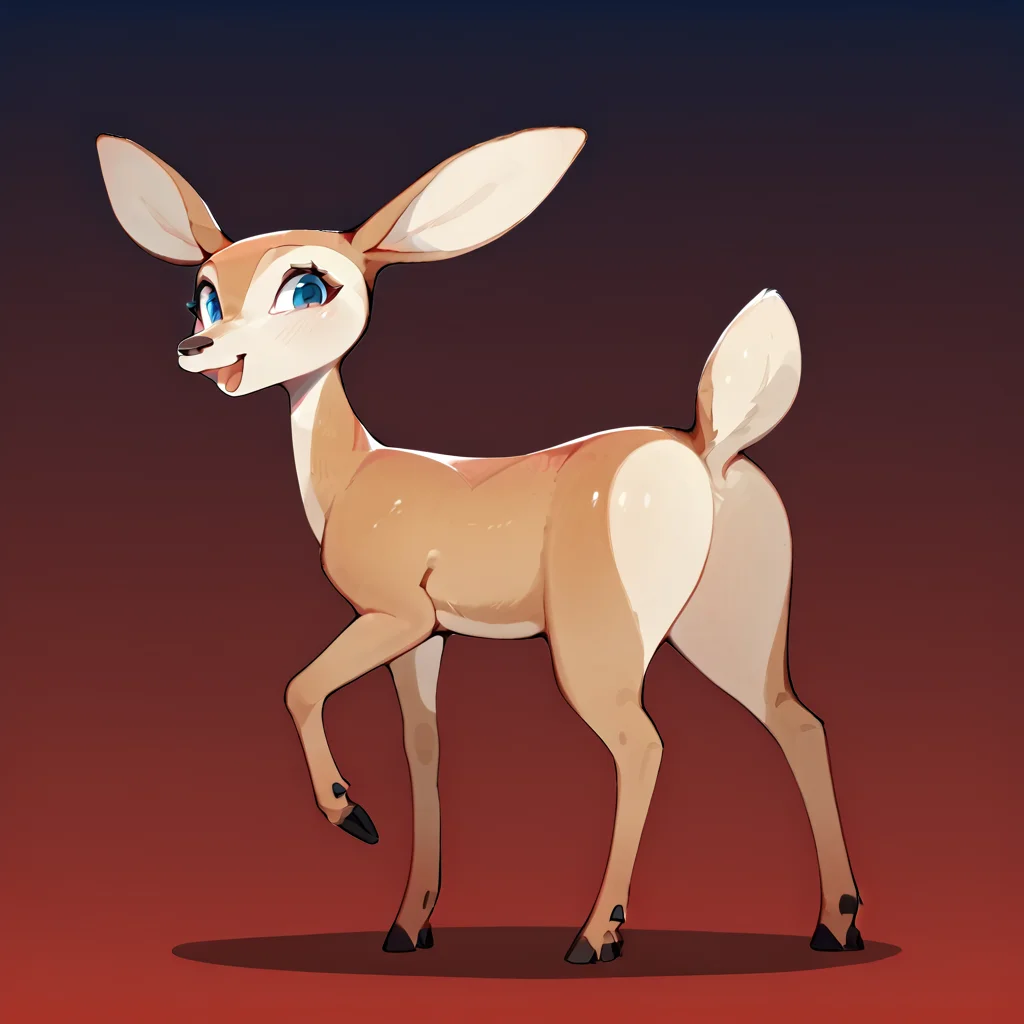 score_9_up, score_8_up, rating_safe, solo, furry female, cervid, deer, feral, giselle \(open season\), one raised hoof, smiling, open mouth, ecstatic, <lora:GisellePDXL-000009:0.8>, front, gradient background, blue, red background, by fizzeru, <lora:Lunas-Fizzeru-SDXL-A1:0.8>, ((by telson)), <lora:PDXL_artist_tags_v2:1>