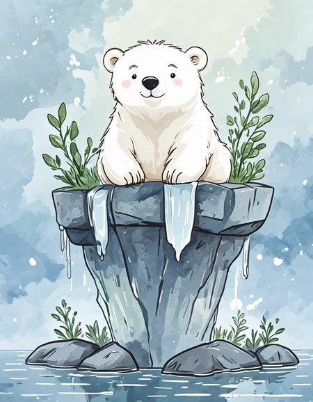 novuschroma57 style cartoon polar bear on a magical floating rock <lora:novuschroma57 style_simple:1> <lora:sdxl_lightning_8step_lora:1>