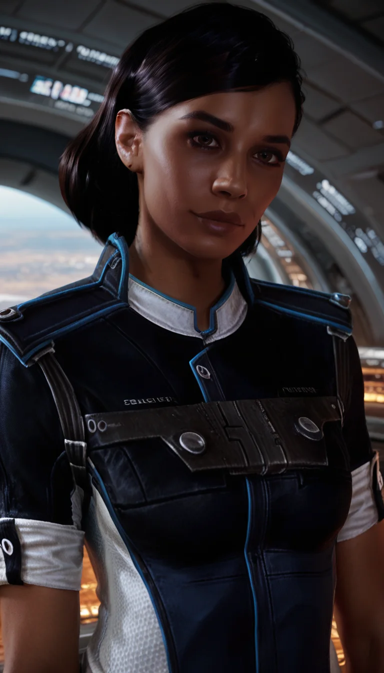 score_9, score_8_up, score_7_up,
<lora:TraynorME3:0.9> tr4ynor, black hair, brown eyes, dark-skinned female, uniform, upper body, facing viewer, looking at viewer, front towards viewer, spaceship background