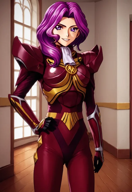 score_9, score_8_up, score_7_up, source_anime, zPDXL, zPDXLpg, <lora:offset_0.2:0.1>, <lora:spo_sdxl_10ep_4k-data_lora_webui:1>,
1girl, solo focus,
sazervelsou, red bodysuit, purple leotard, belt, armor, gauntlets, boots, <lora:Sazer_Velsou:1>,
cornelia li britannia, purple eyes, purple hair, smug, hand on own hip,
facing viewer, looking at viewer, cowboy shot, ass visible through thighs,
indoors, hallway