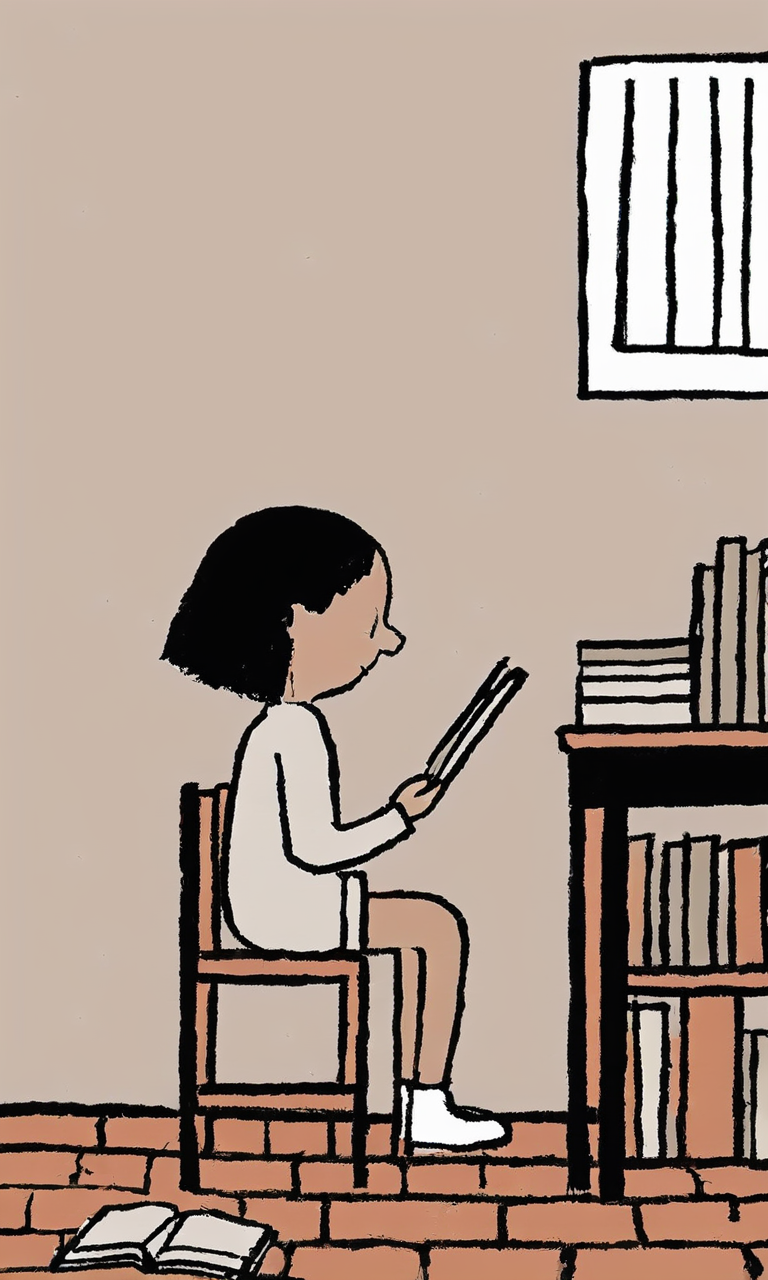 Graffiti Comic,a drawing of  A little girl reading a book in the room,<lora:Graffiti Comic:1>,masterpiece,best quality,