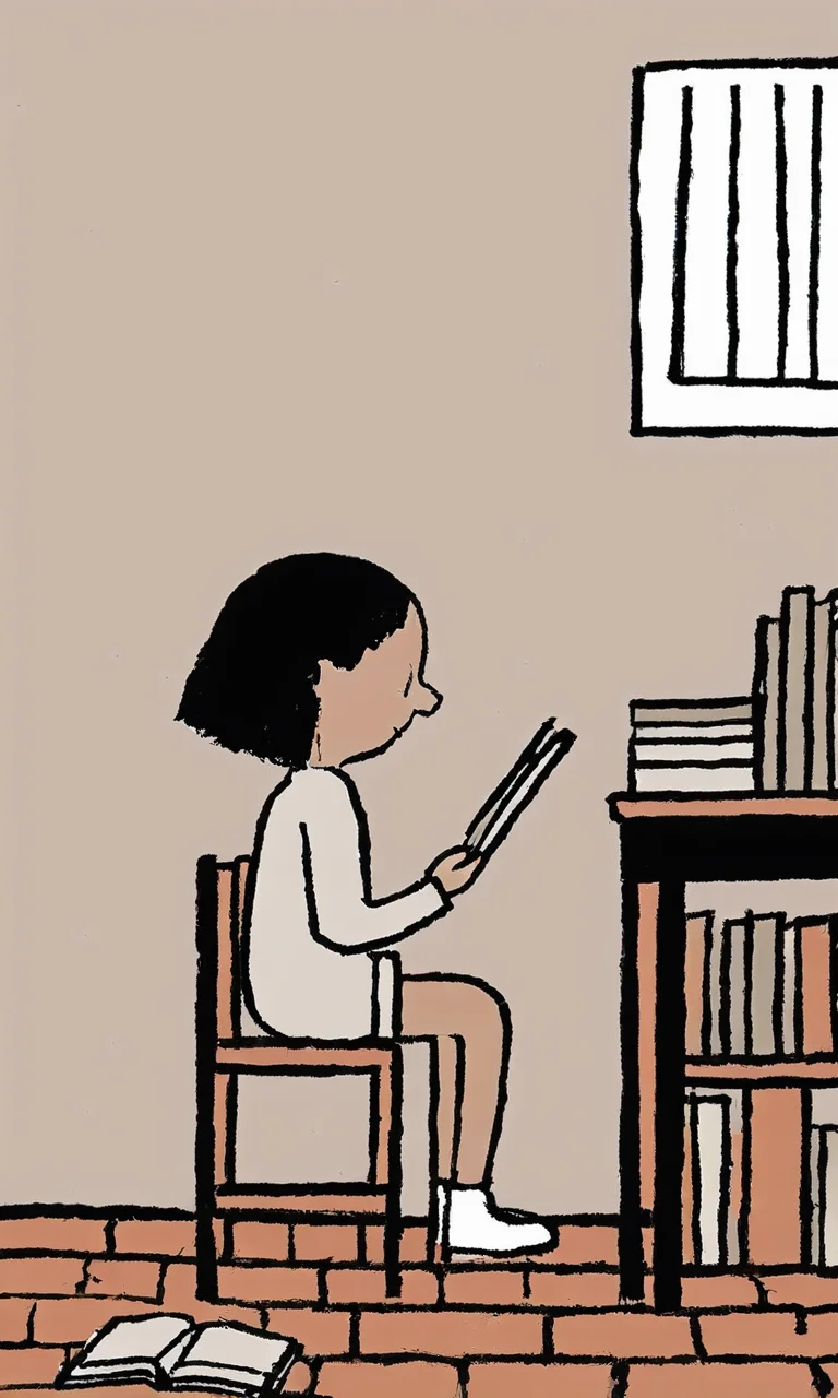 Graffiti Comic,a drawing of A little girl reading a book in the room,<lora:Graffiti Comic:1>,masterpiece,best quality,