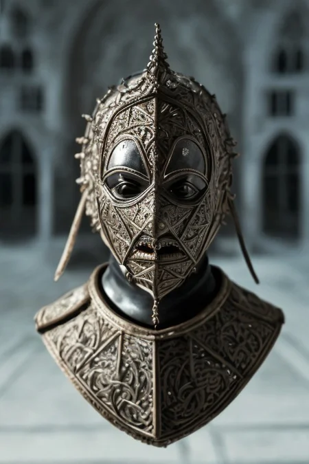 (masterpiece), (extremely intricate:1.3), (realistic), 5caryma5k, clown mask, portrait of a girl, the most beautiful and Haunted in the world, (medieval Haunted armor), metal reflections, upper body, outdoors, intense dark, far away Haunted castle, professional photograph of a stunning woman detailed, sharp focus, dramatic, Frightening, cursed, award winning, cinematic lighting, octane render, unreal engine, volumetrics dtx, (film grain, bokeh, blurry foreground, blurry background), crest on chest, Horror Scene
