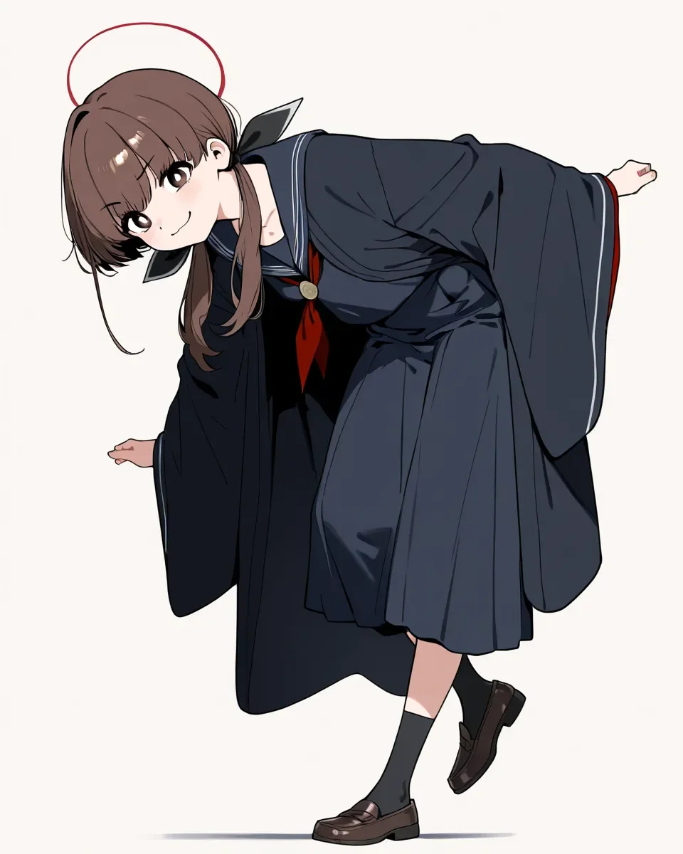 masterpiece, best quality, amazing quality, very aesthetic,
ohitomekohane, 1girl, solo, looking at viewer,
full body,
Balancing with one foot raised behind, smug face,
white pupils, haori, serafuku,
<lora:kohany01:1>