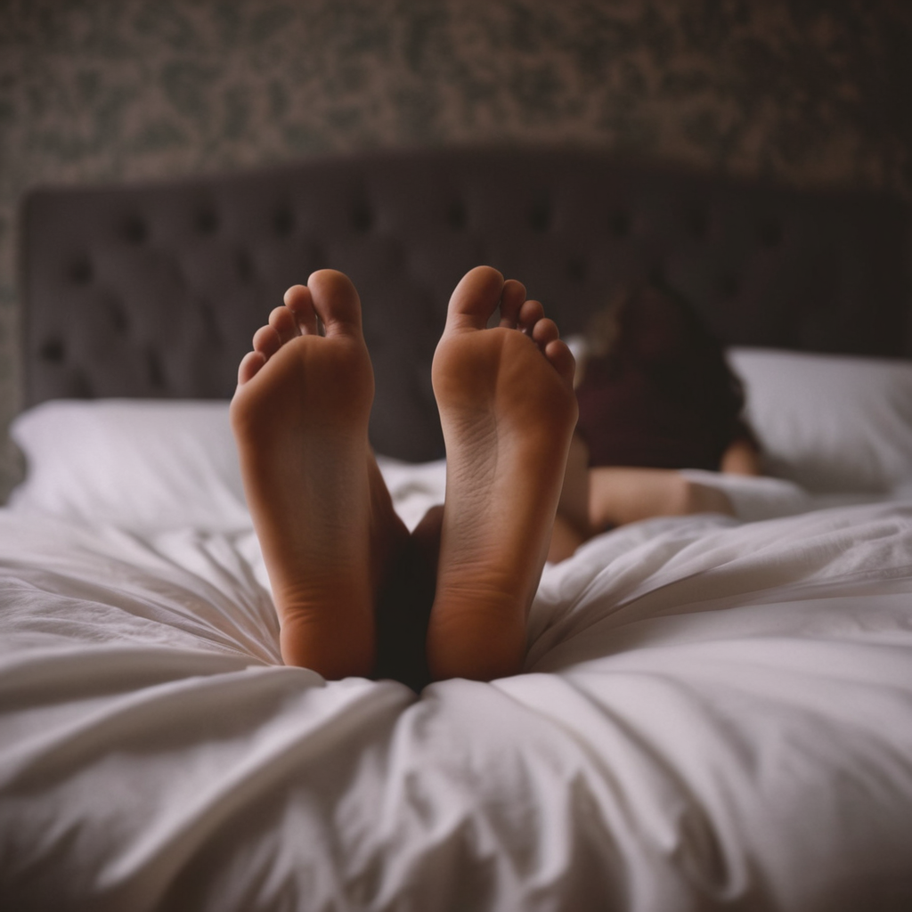 cinematic film still of  <lora:perfection style:0.1>
 <lora:detailed:0.1>
 <lora:Chiaroscuro Lighting Style:0.3>
 <lora:feet v2:0.3>
A perfect photo of a woman sitting on a bed with her crossed bare feet up, shallow depth of field, vignette, highly detailed, high budget, bokeh, cinemascope, moody, epic, gorgeous, film grain, grainy