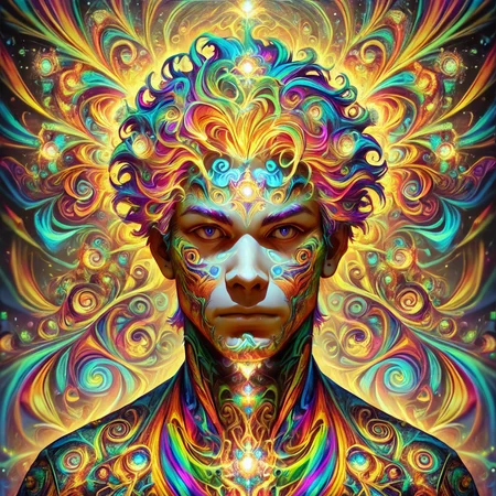 masterpiece,score_9,score_8_up,score_7_up,
psychedelicdream, 1boy,solo,portrait, colorful,glow,
, <lora:PsychedelicDream-pony-8:0.8>,