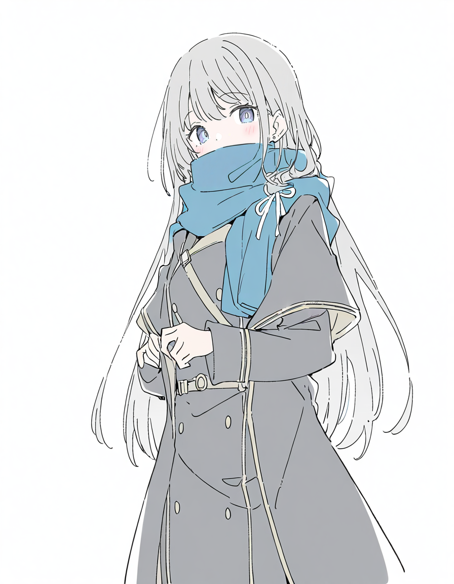 bkornblume,1girl,solo,looking at viewer,simple background,white background,cowboy shot,<lora:bkornblume-000012:1>,covered mouth,, masterpiece, best quality, very aesthetic, absurdres,newest, incredibly absurdres,, (Ixy:0.6)),(hiten \(hitenkei\):0.7),