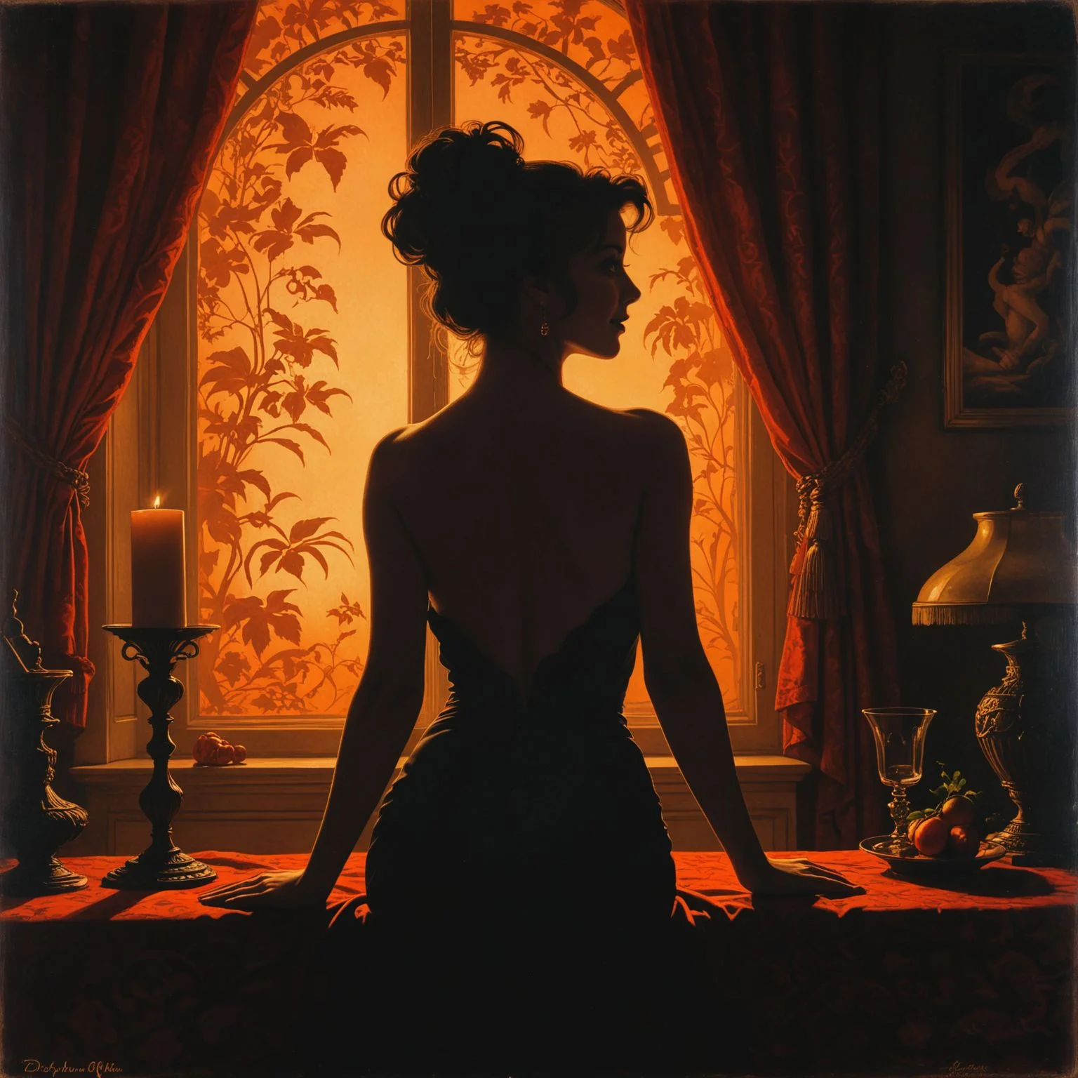 by Delphin Enjolras and Peter Sculthorpe in the style of Otto Dix, silhouette <lora:silhouette:2.00>