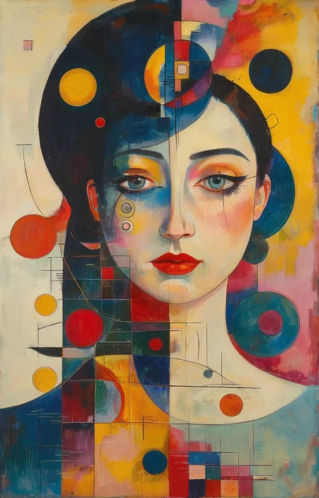 masterpiece,best quality,<lora:tbh287-sdxl:0.9>,illustration,style of Wassily Kandinsky tech genius teenage girl
