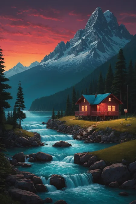 by Alena Aenami and [Peter Lik|Bruce Weber] in the style of [Terry Redlin:Mark Ryden:0.25]