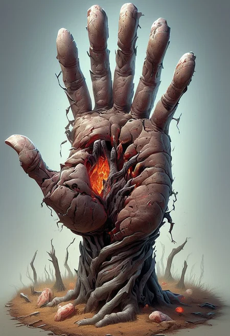 A golem hand emerging from the ground.
Composed of corpses