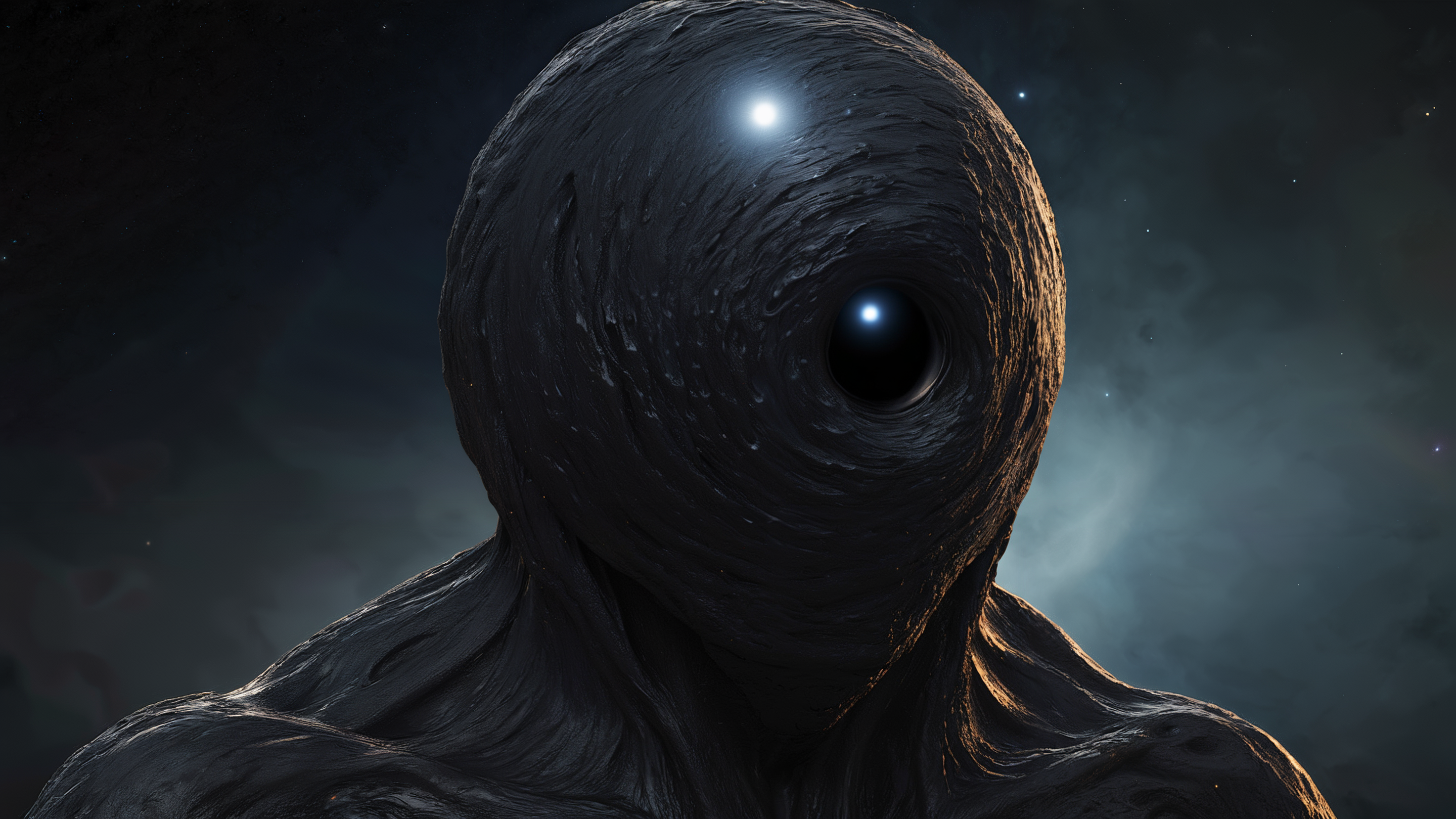 a black hole personified as a humanoid