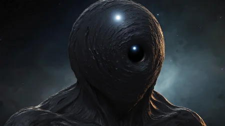 a black hole personified as a humanoid