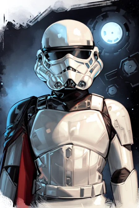 storm trooper, helmet, white armor, science fiction, star wars, 1boy, [black bodysuit], (upper body, portrait)