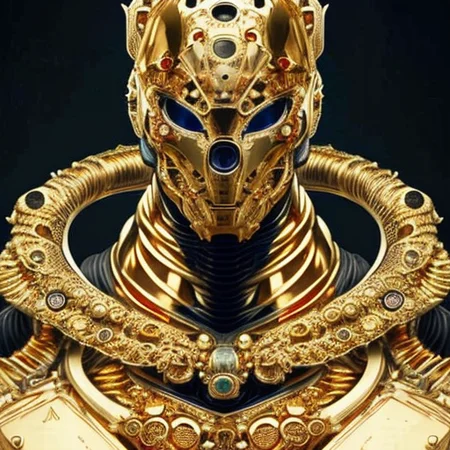 portrait of alien creature that looks like (octopus:human:0.5), cosmonaut helmet, cybernetic helmet, (golden details:1.7), piercing eyes,powerful figure, striking appearance, intricate tattoos, scars, hooded robe, hides their face, only their eyes visible through the shadow, tentacles, (black), (blue dark), (Frightening:1.3) (RFNKTRY), vaporwave, synthwave, cyberpunk, (by Artist Akihiko Yoshida:1.3),(by Artist Ross Tran:1.3),(by Artist Tsutomu Nihei:1.3),masterpiece, 4k, HD, art by nvinkpunk