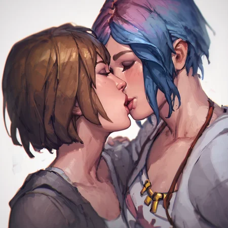score_9, score_8_up, score_7_up, max max caulfield kissing chloe price, life is strange, portrait, standing  <lora:lis_xl_pd-000028:1>