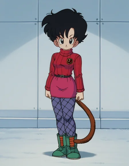 zPDXL, score_9, score_8_up, score_7_up, score_6_up, score_5_up, 4k, absurdres, looking at viewer, <lora:Perfect Hands:0.8> Perfect Hands, 1girl, solo,
expressionless, villain_pose, turtleneck-sweater, pencil-skirt, ankle-boots, patterned-pantyhose,
<lora:EarlyAkira_v4:1> drgbls1, retro artstyle, 1980s \(style\), anime coloring,, <lora:Parsleah_v1:0.7> parsleahbase, black hair, short hair, black eyes, (monkey tail), small breasts, brown tail,
