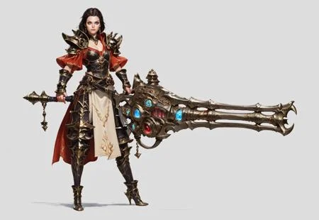 score_9, score_8_up, score_7_up, rating_safe, concept art, semi-realistic, 1girl, solo,
Young beautiful face, fit body,
HHWeapon, Holding weapon, ((Huge weapon)),
Holding weapon with two hands.
Fantasy gun. Plasma gun.
Simple background.