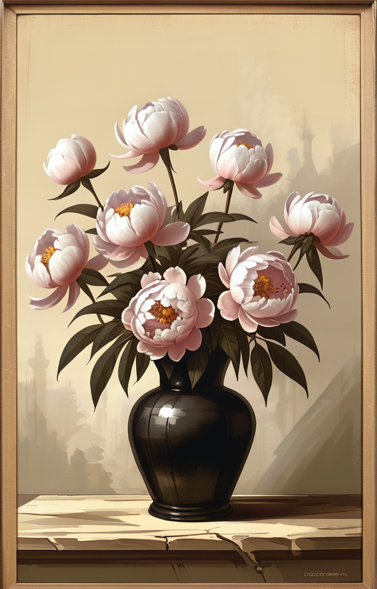masterpiece,best quality,<lora:tbh2-sdxl:0.9>,illustration, decaying peonies