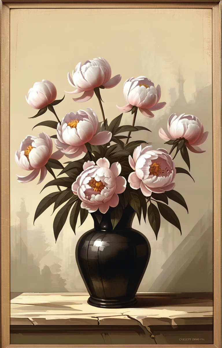 masterpiece,best quality,<lora:tbh2-sdxl:0.9>,illustration, decaying peonies
