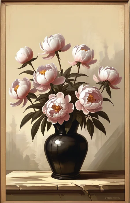 masterpiece,best quality,<lora:tbh2-sdxl:0.9>,illustration, decaying peonies