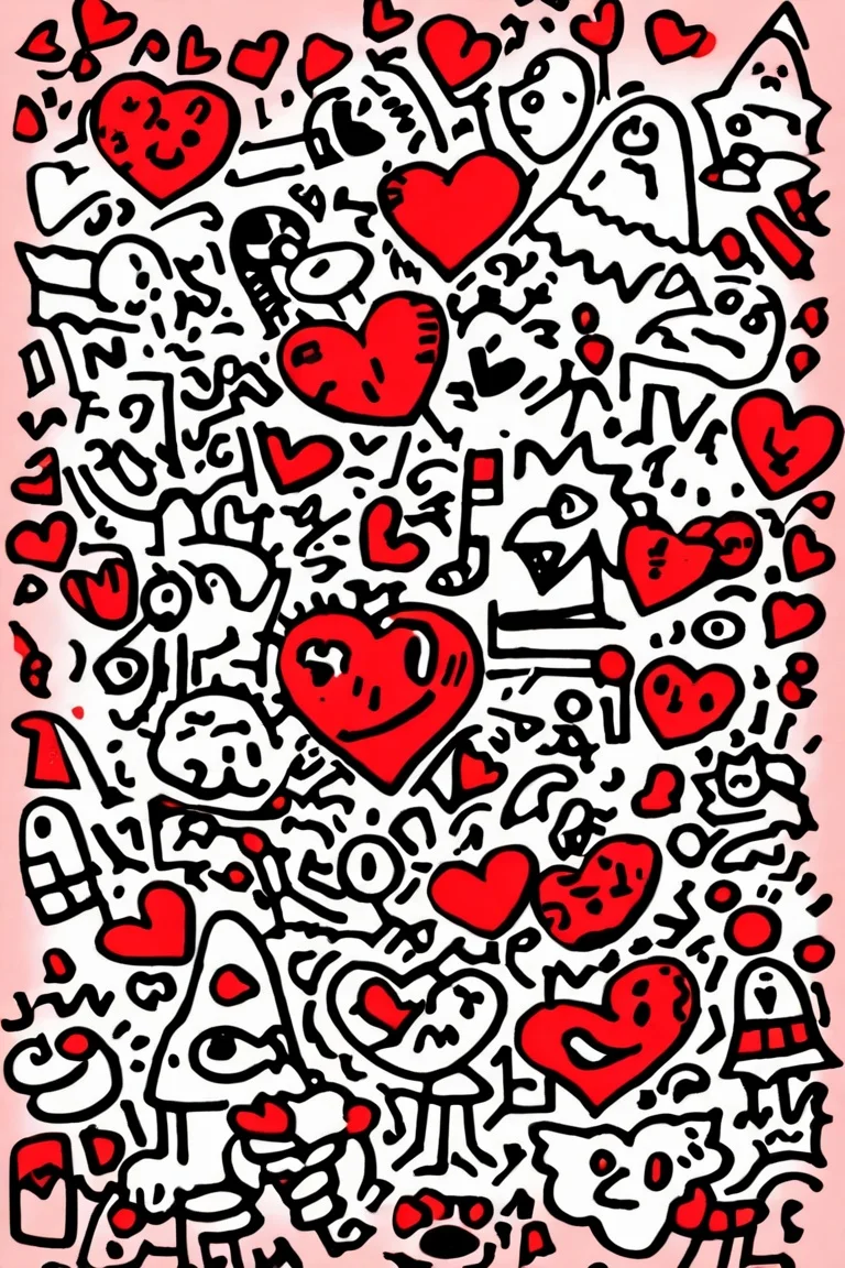 a heart surrounded by many different doodles, doodle art style  <lora:Doodle_XL_V1:1>