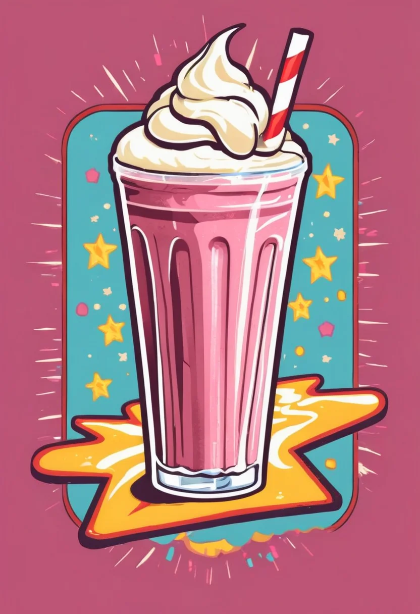 retro_tshirt, a retro milkshake, flat, frame,( square:1.1), (white outline:1.2) <lora:retro_tshirt:1>