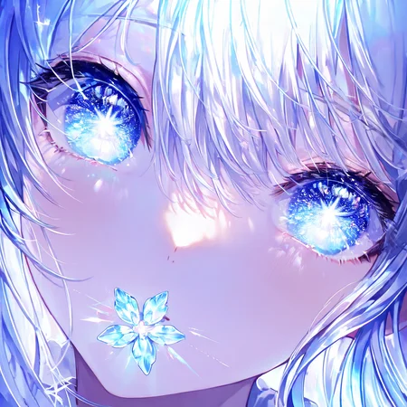 1girl,solo,bangs,eye focus,face,close-up,sparkle,looking at viewer,glowing,eyelashes,white hair,masterpiece, best quality, very aesthetic, absurdres,   <lora:Jeweled eyes-NAI:1>