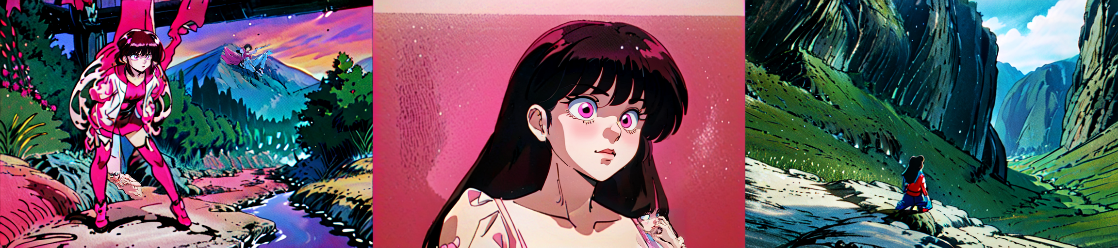 highly insanely detailed, masterpiece, top quality, best quality, highres, 4k, 8k, RAW photo, (very aesthetic, beautiful and aesthetic), 
<lora:ranma_style_v1:0.7>, 
(1girl:1.3), 1other, 
__lazy-wildcards/dataset/background__,âââ