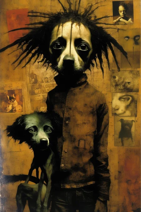 <lora:Dave McKean Style:1>Dave McKean Style - _un chien andalou_Dave McKean poster_razor blade_jean michel basquiat_McKean_Jeremy Mann_photographs_paintings_Colin Davidson_